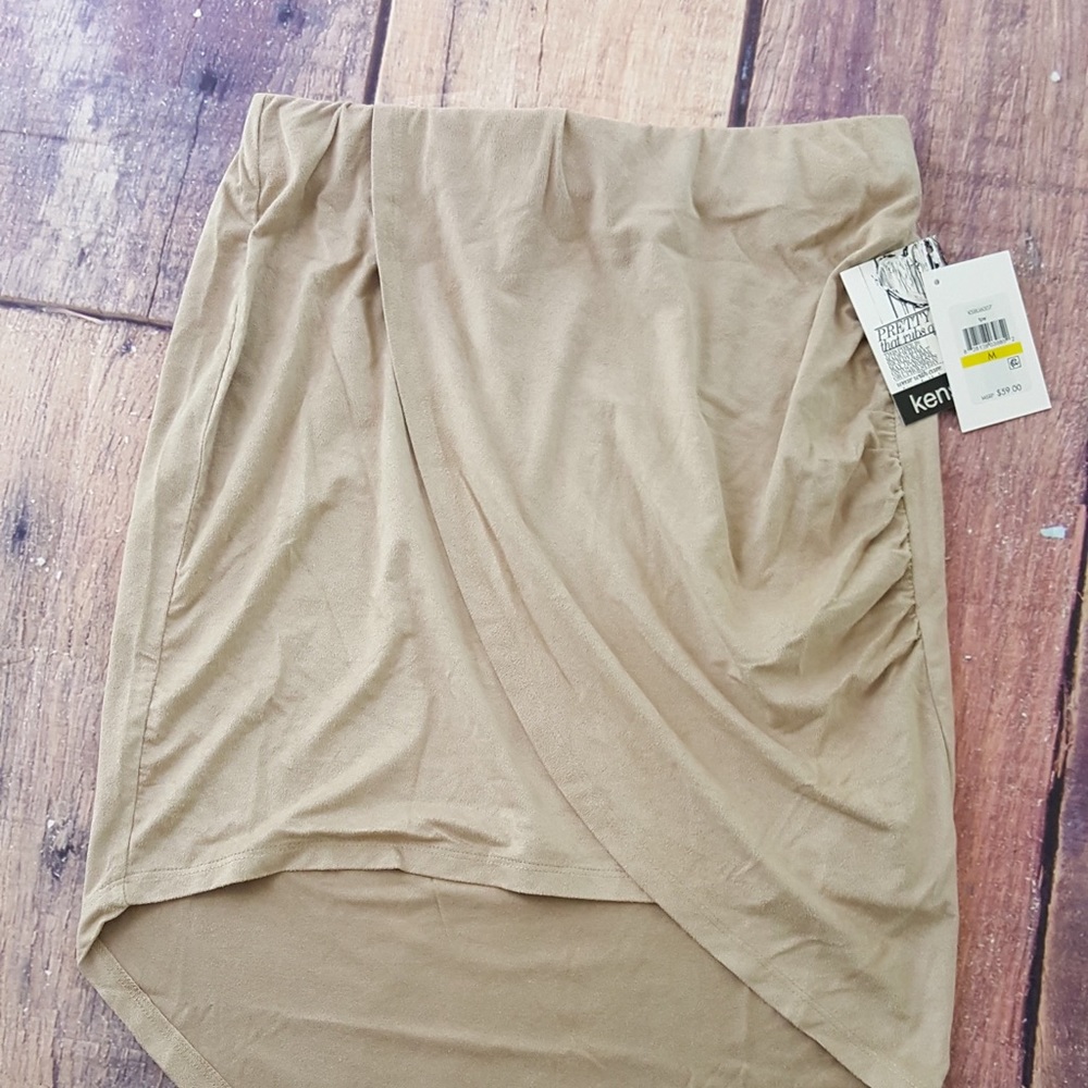 Kensie Assymetrical Faux Suede Skirt Hi Low Hem